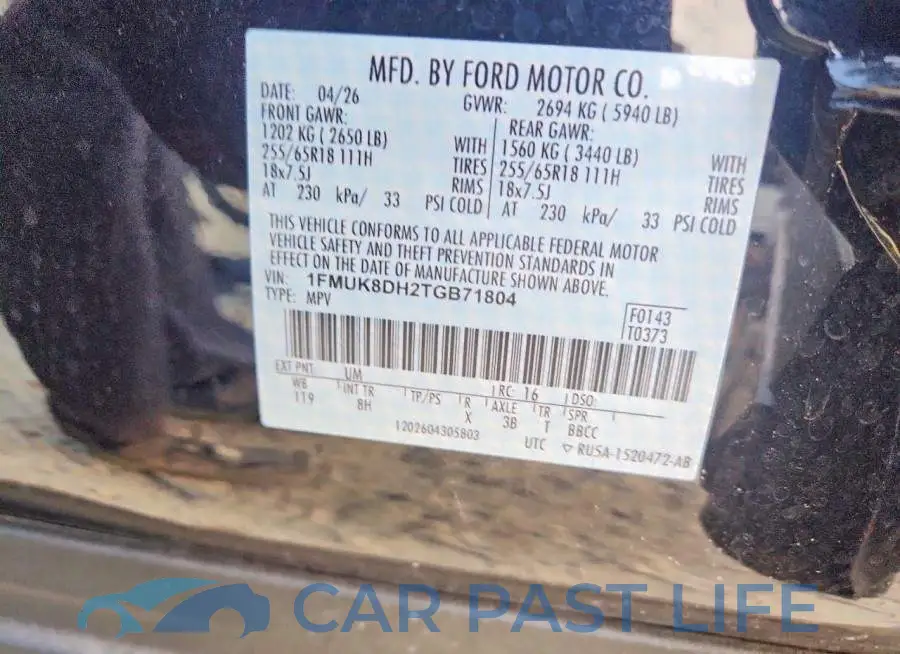 1FMUK8DH2TGB71804# 14