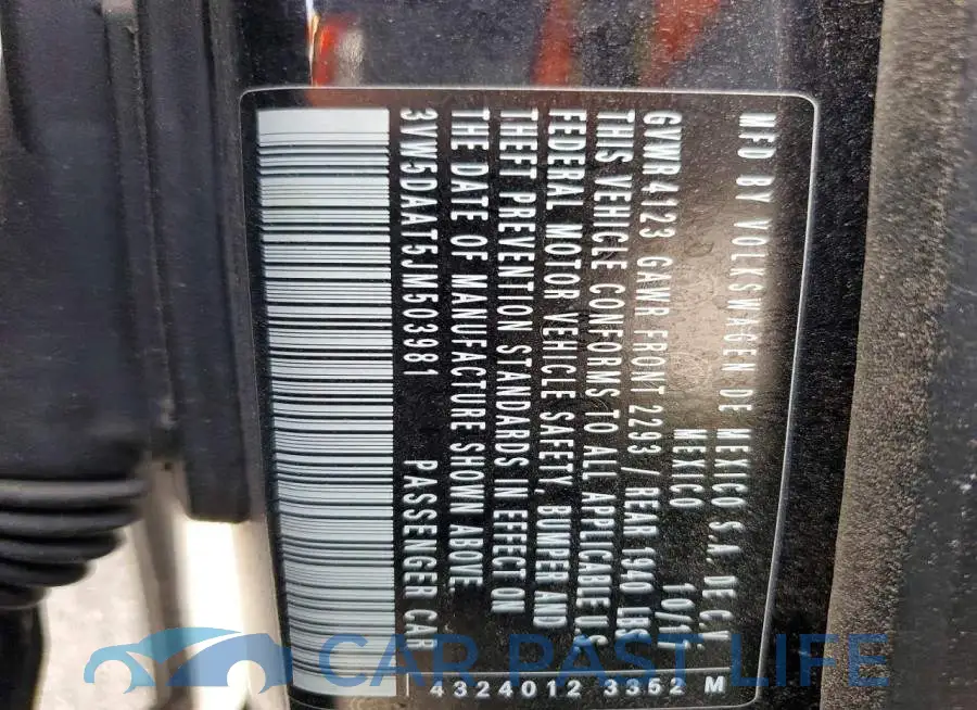 3VW5DAAT5JM503981# 12