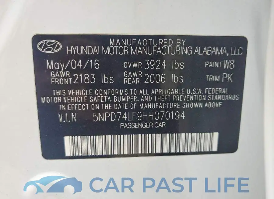 5NPD74LF9HH070194# 12