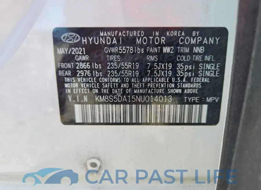 KM8S5DA15NU014013# 13