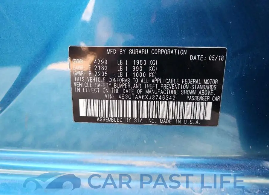 4S3GTAA6XJ3746342# 12