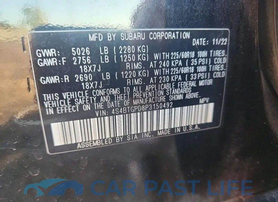 4S4BTGPD8P3150492# 13
