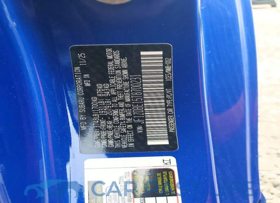 JF1ZDBE15T8700231# 12