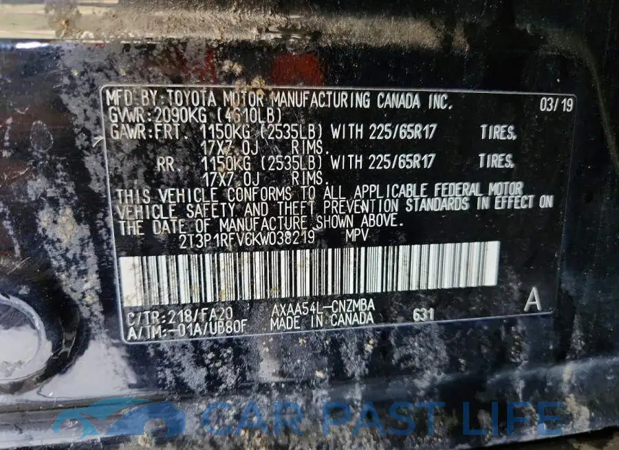 2T3P1RFV6KW038219# 12