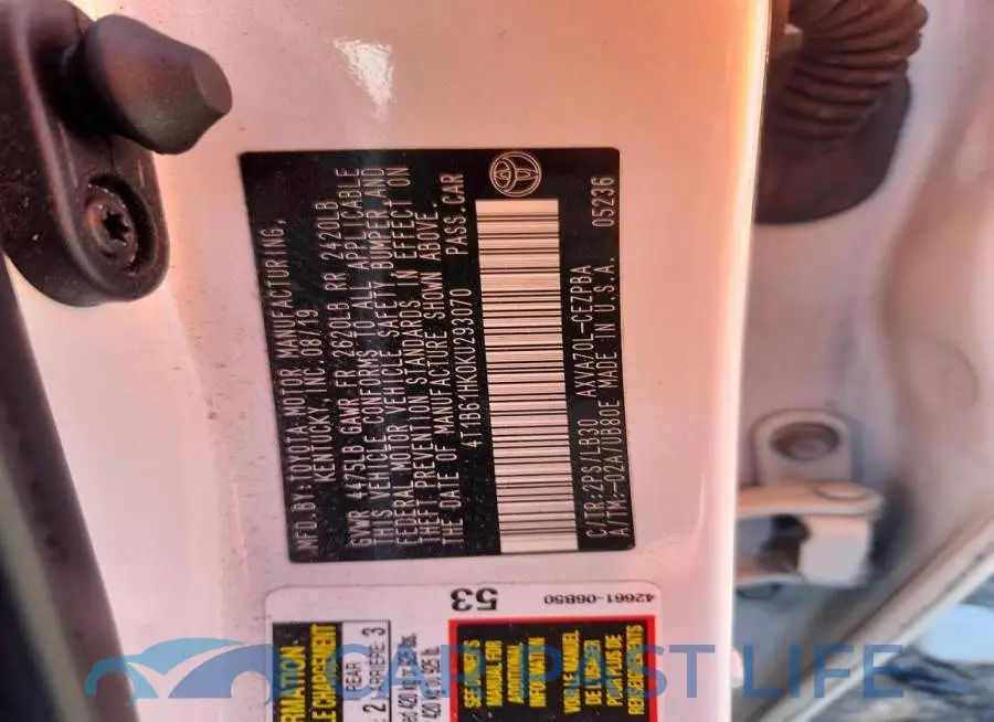 4T1B61HK0KU293070# 12