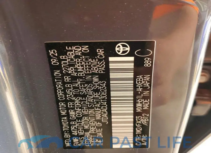 JTDACACU4T3062343# 12