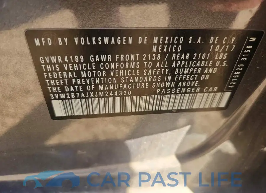 3VW2B7AJXJM244320# 12
