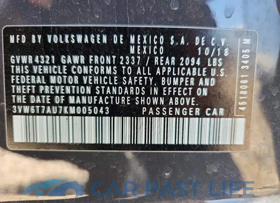 3VW6T7AU7KM005043# 13