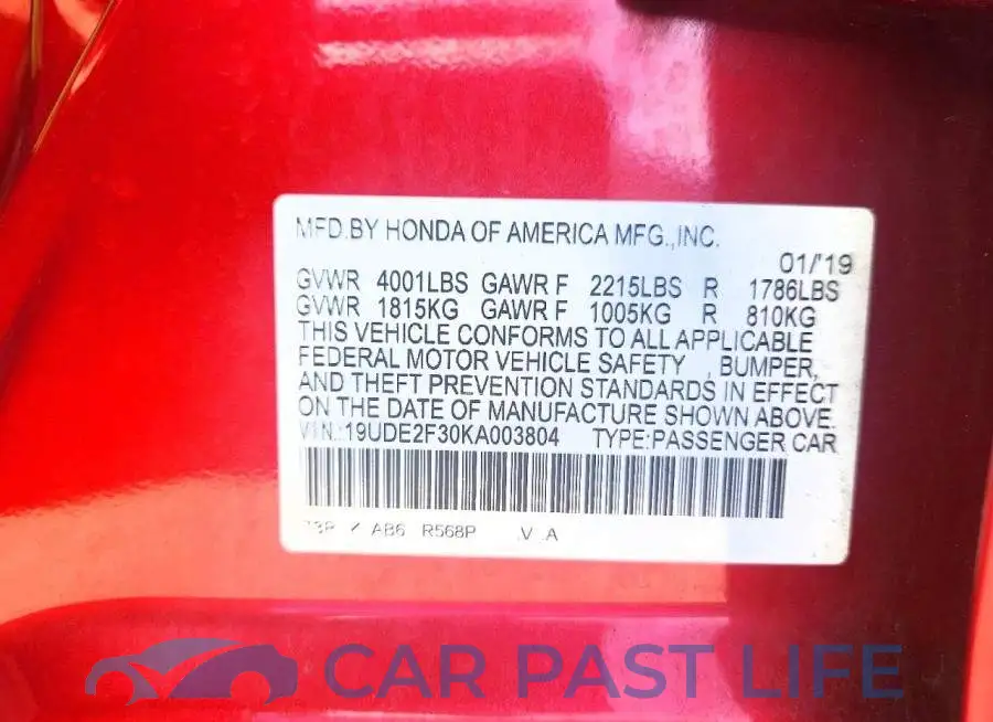 19UDE2F30KA003804# 12