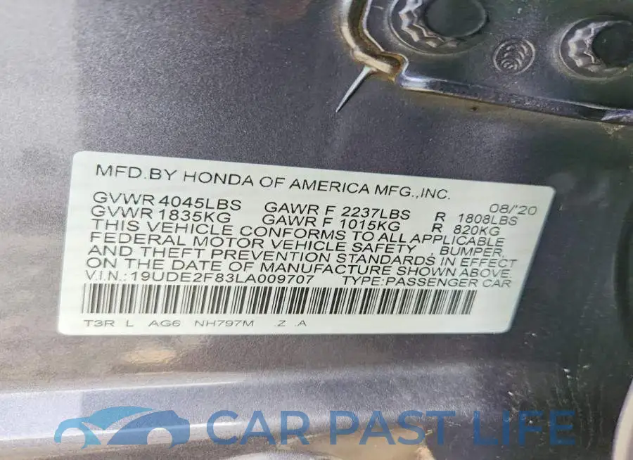 19UDE2F83LA009707# 13