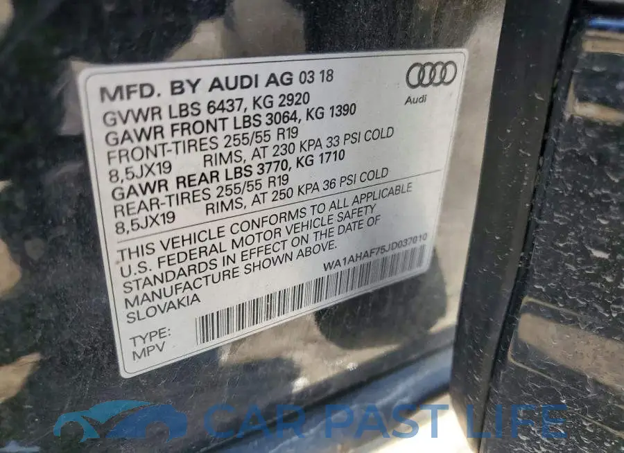 WA1AHAF75JD037010# 14