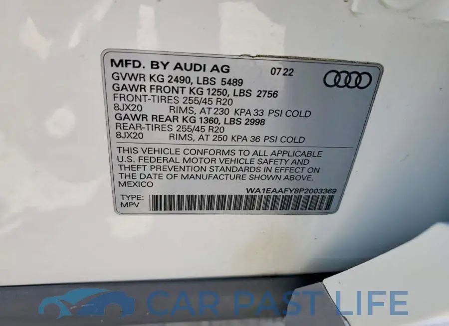 WA1EAAFY8P2003369# 14