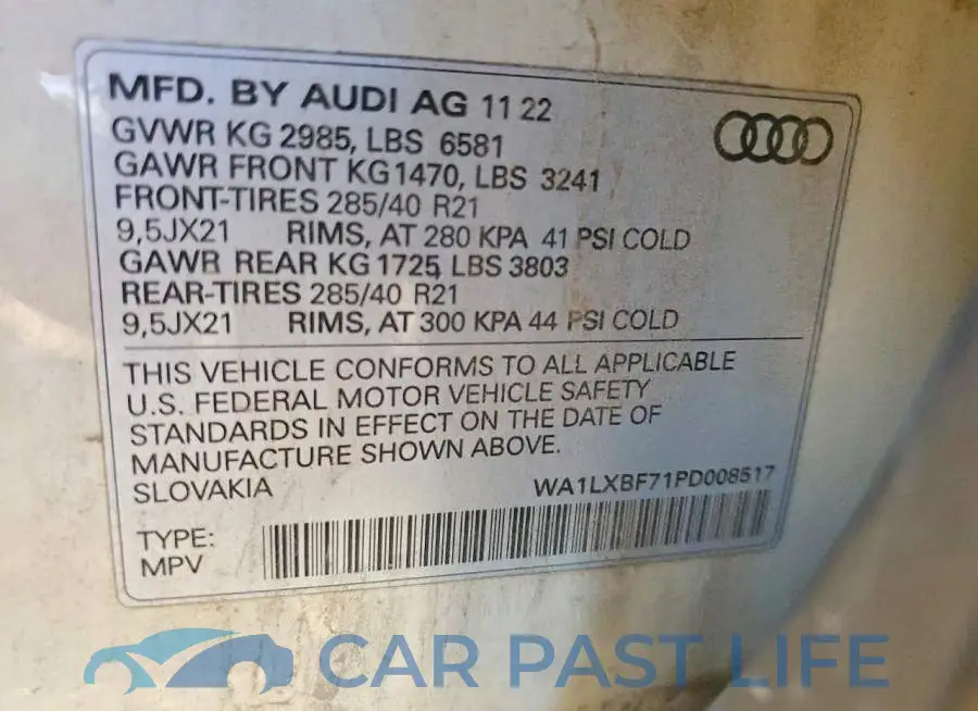 WA1LXBF71PD008517# 13