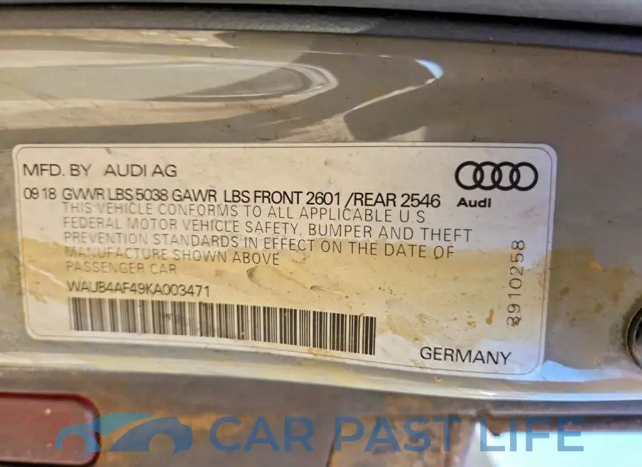 WAUB4AF49KA003471# 12