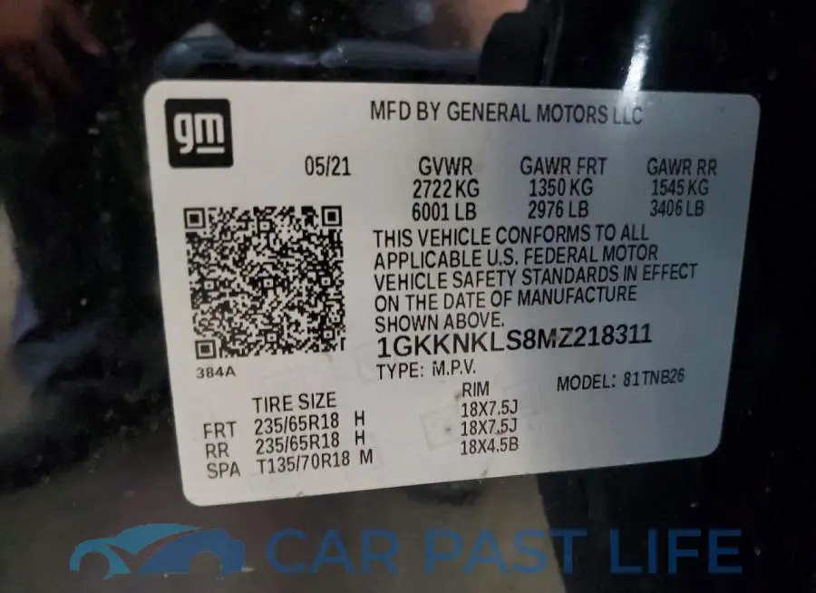1GKKNKLS8MZ218311# 14