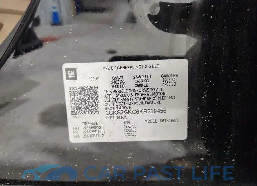 1GKS2GKC6KR319456# 13