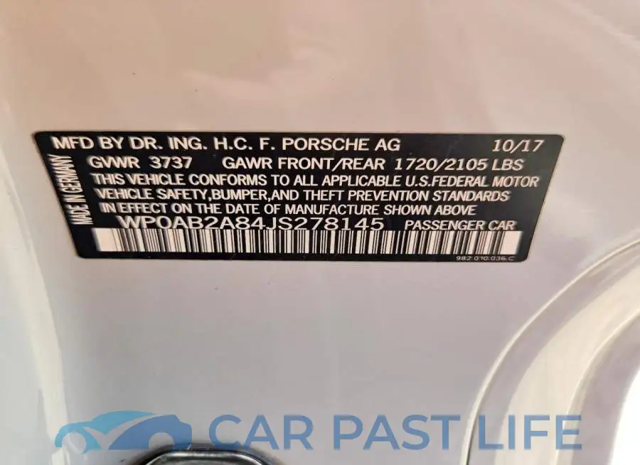 WP0AB2A84JS278145# 13