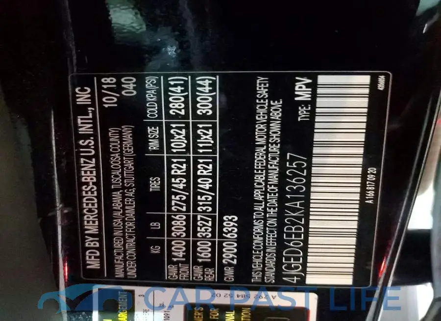 4JGED6EB2KA136257# 14