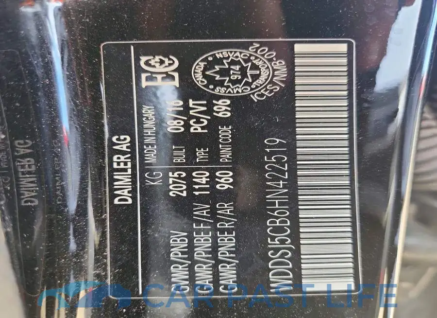 WDDSJ5CB6HN422519# 12