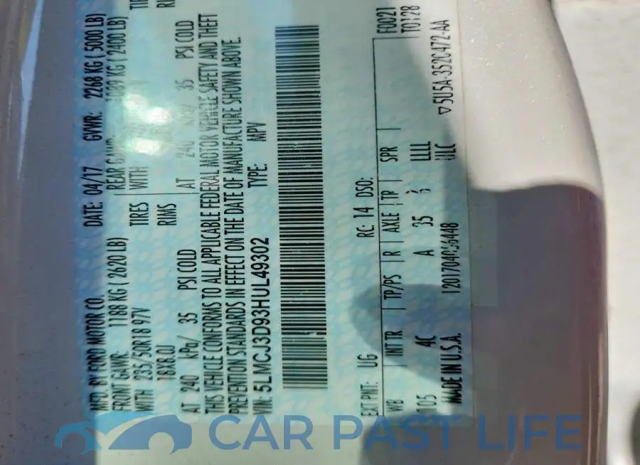 5LMCJ3D93HUL49302# 12