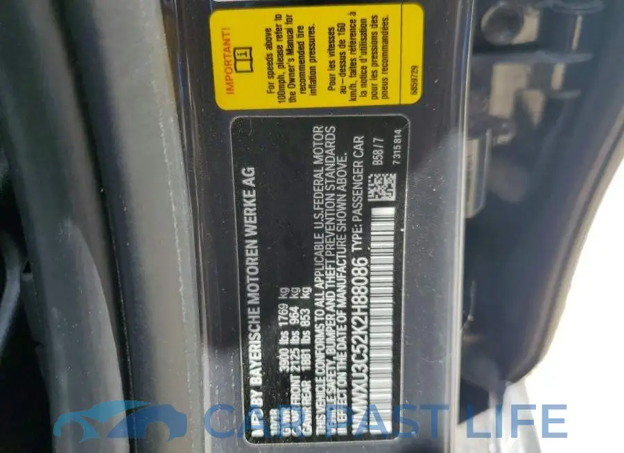 WMWXU3C52K2H88086# 13
