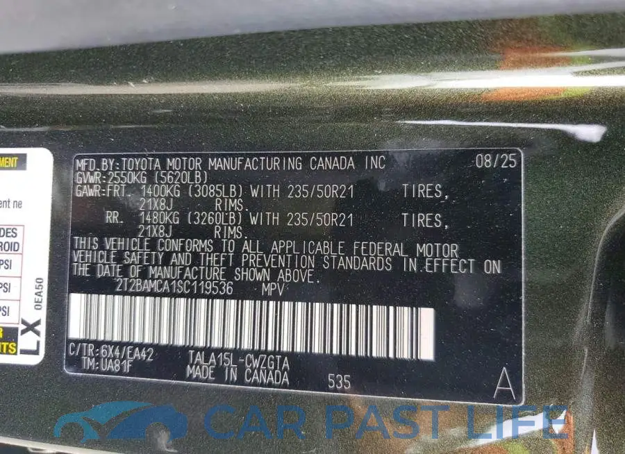 2T2BAMCA1SC119536# 13