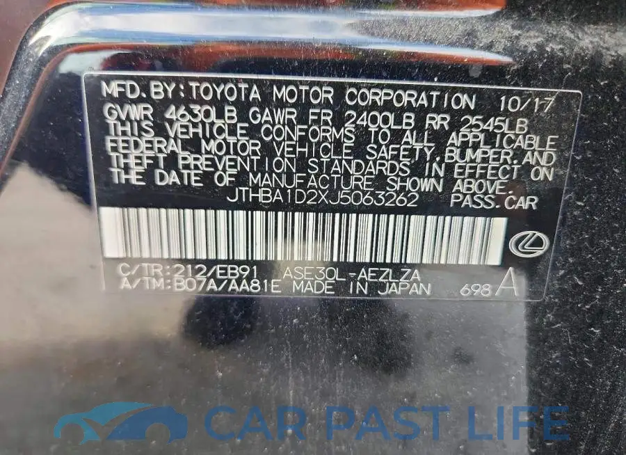 JTHBA1D2XJ5063262# 12