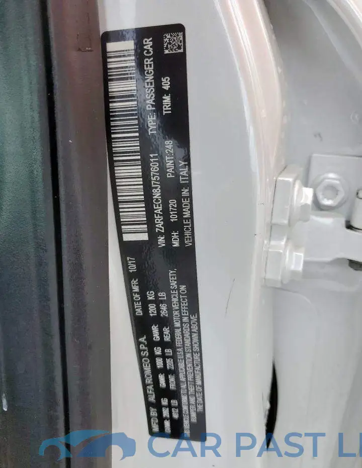 ZARFAECN8J7576011# 12