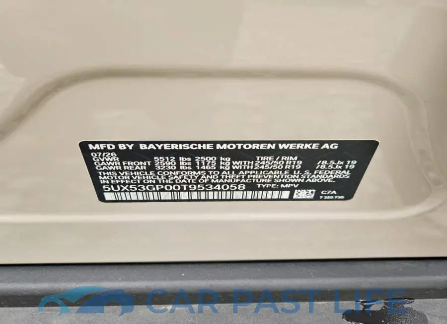 5UX53GP00T9534058# 12