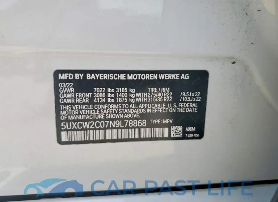 5UXCW2C07N9L78868# 13