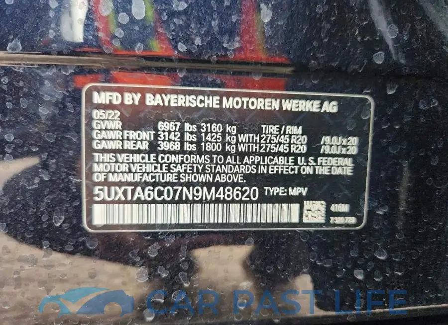5UXTA6C07N9M48620# 12