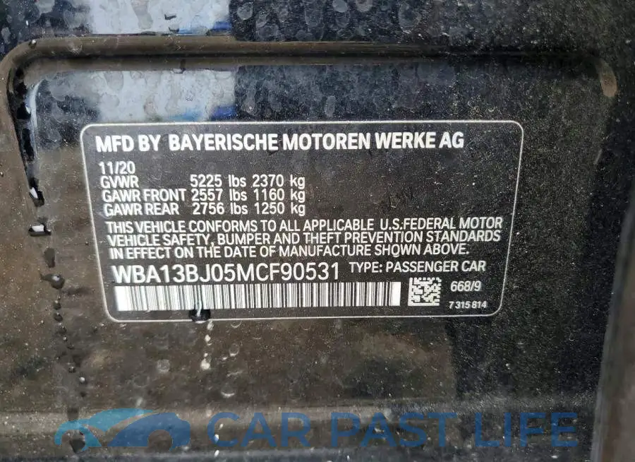 WBA13BJ05MCF90531# 13