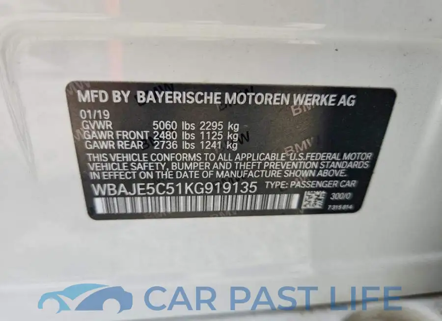 WBAJE5C51KG919135# 12