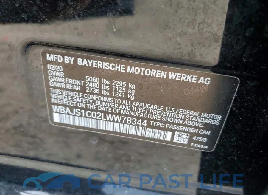 WBAJS1C02LWW78344# 12