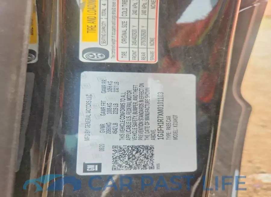 1G1FH1R7XM0101103# 12