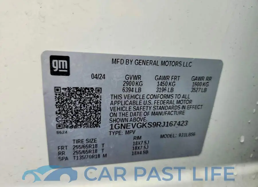 1GNEVGKS9RJ167423# 14
