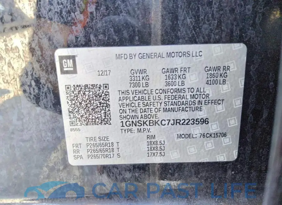 1GNSKBKC7JR223596# 13