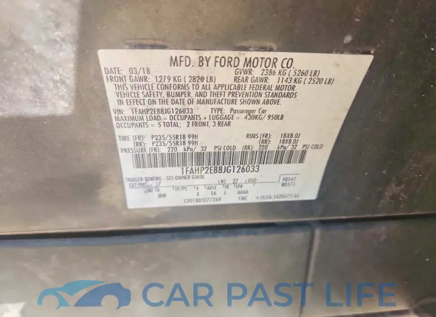 1FAHP2E88JG126033# 12