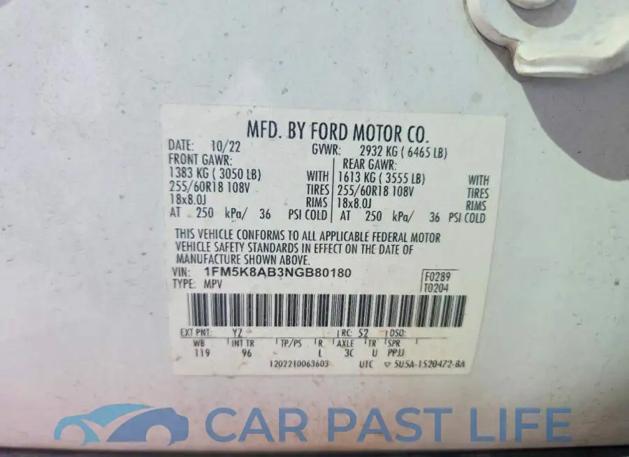 1FM5K8AB3NGB80180# 13