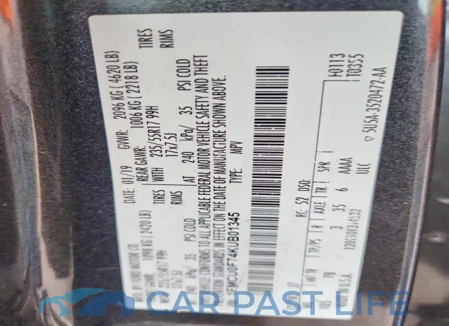 1FMCU0F74KUB01345# 13