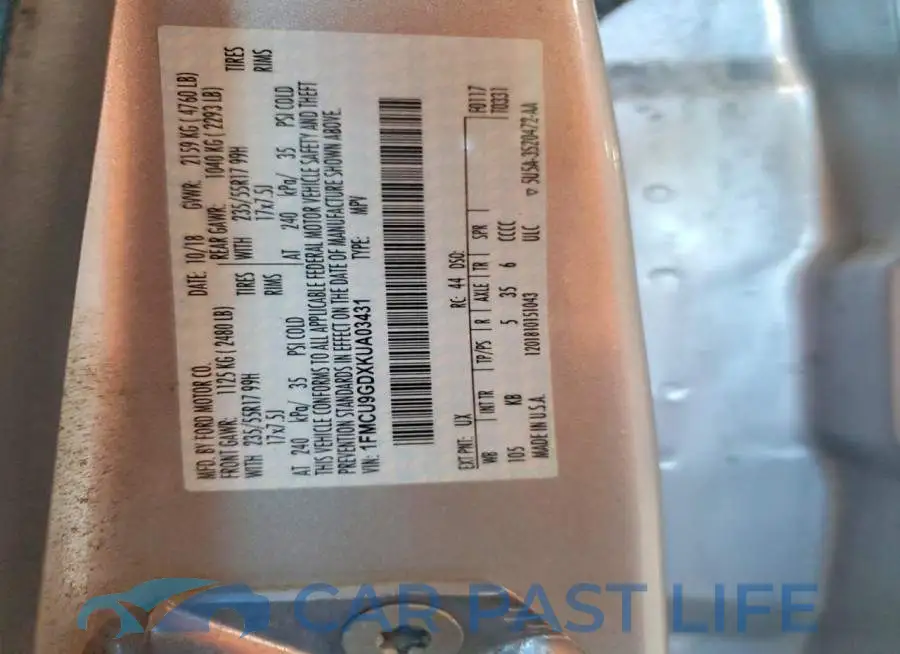 1FMCU9GDXKUA03431# 13