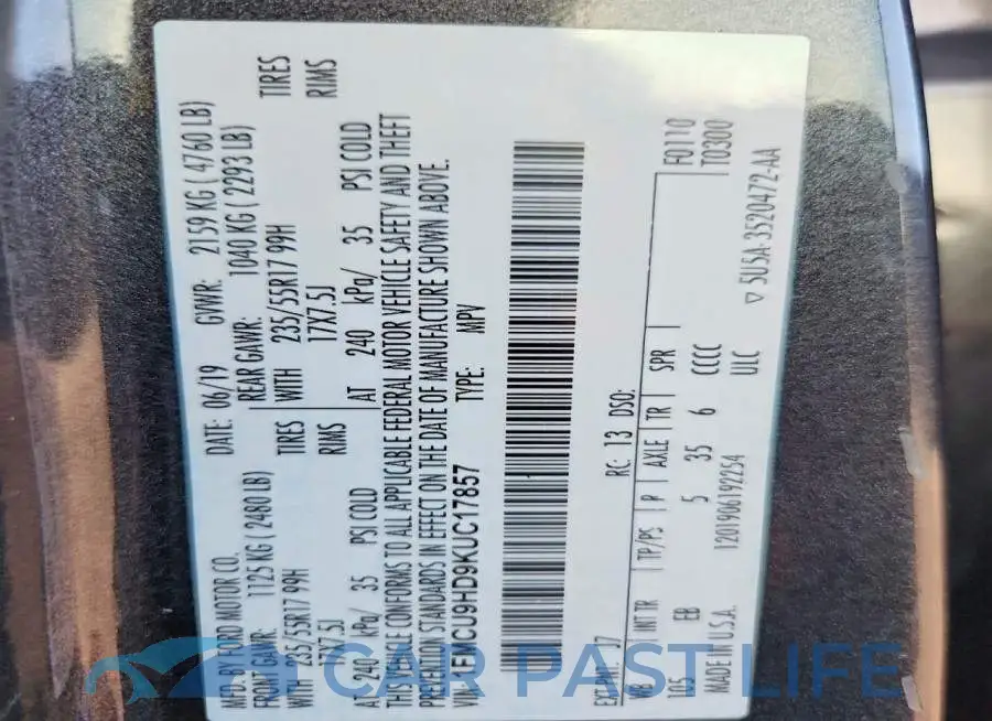 1FMCU9HD9KUC17857# 13