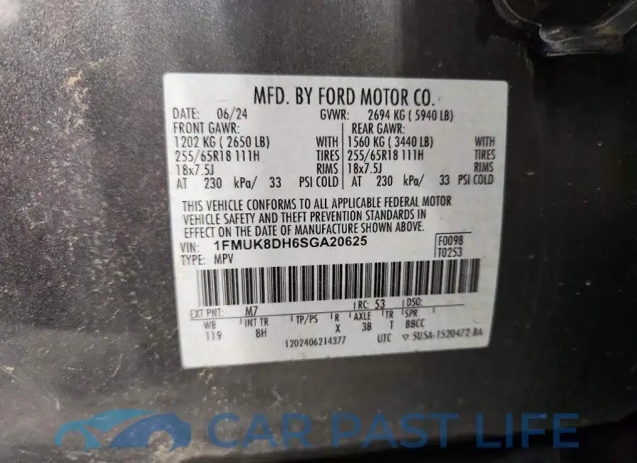 1FMUK8DH6SGA20625# 13
