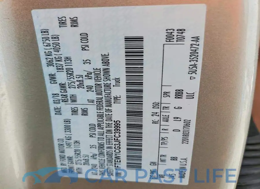 1FTEW1CG3JFC39995# 12