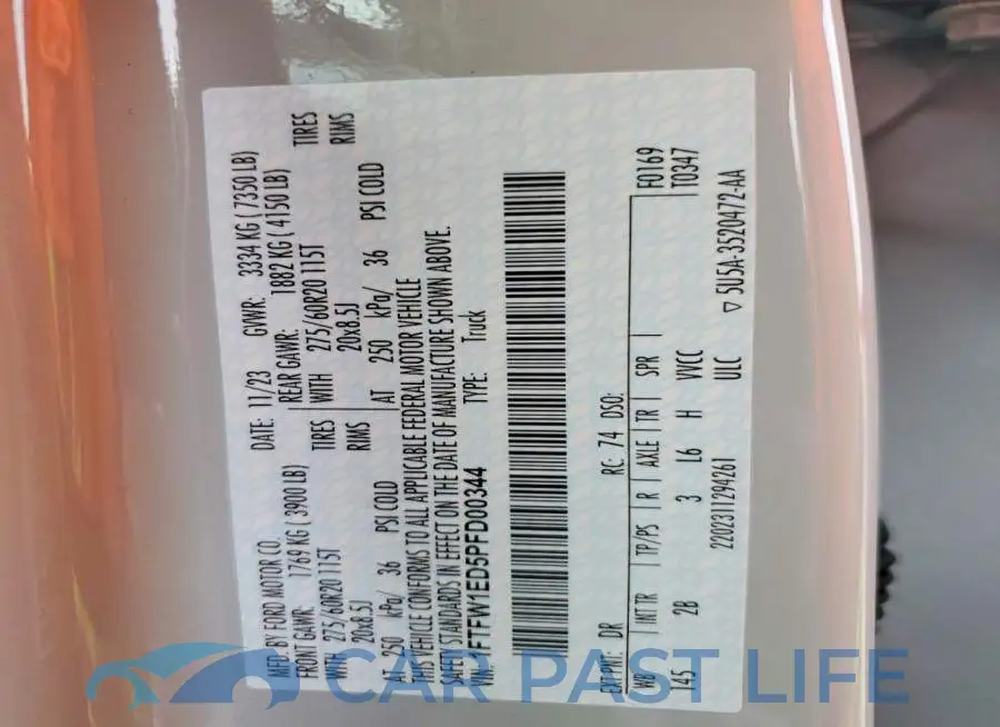 1FTFW1ED5PFD00344# 12