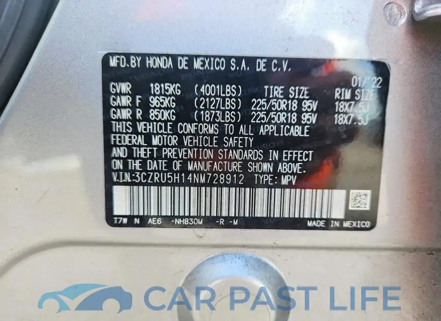 3CZRU5H14NM728912# 14