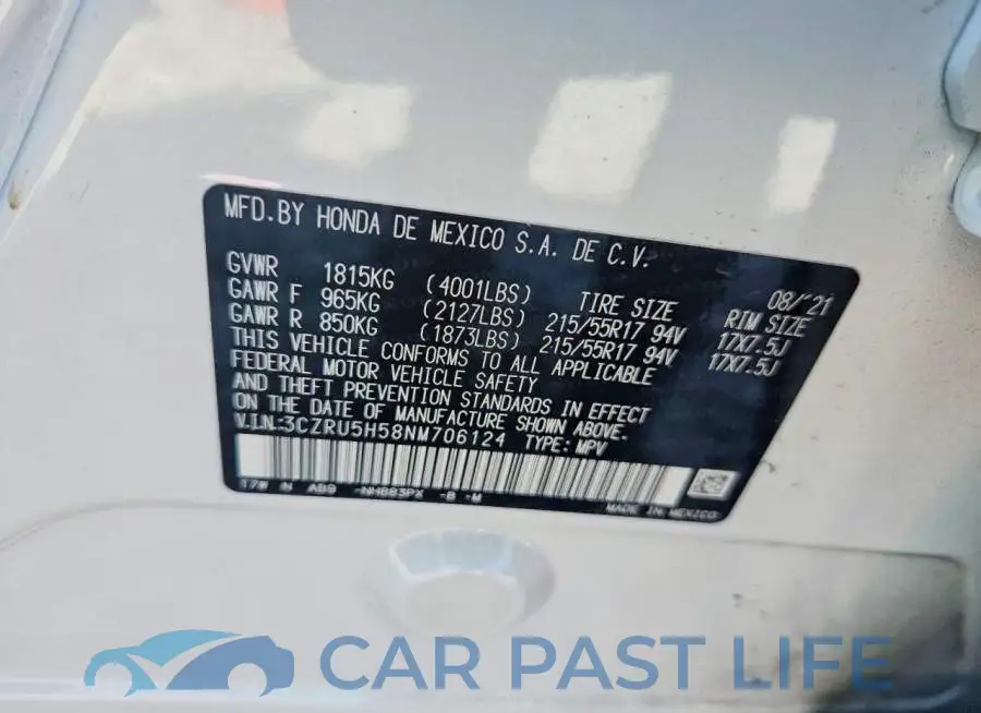 3CZRU5H58NM706124# 13