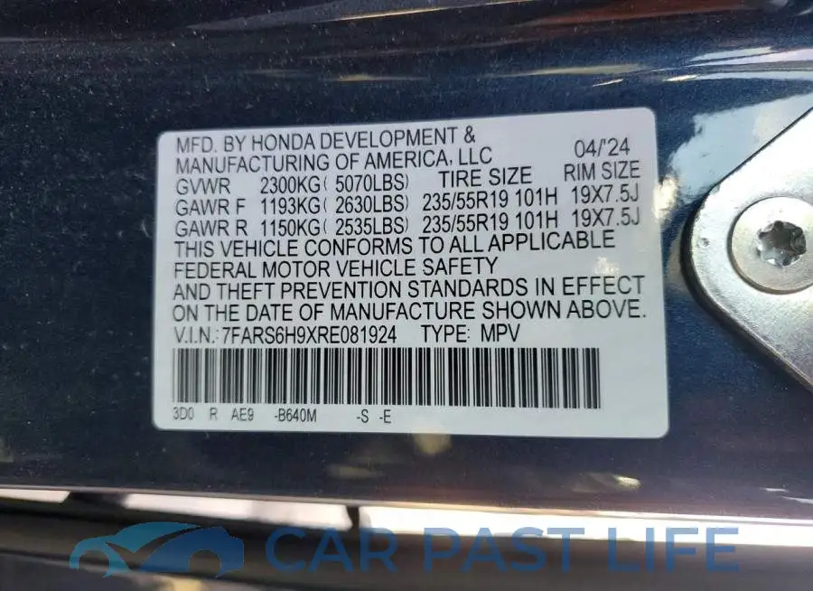 7FARS6H9XRE081924# 13