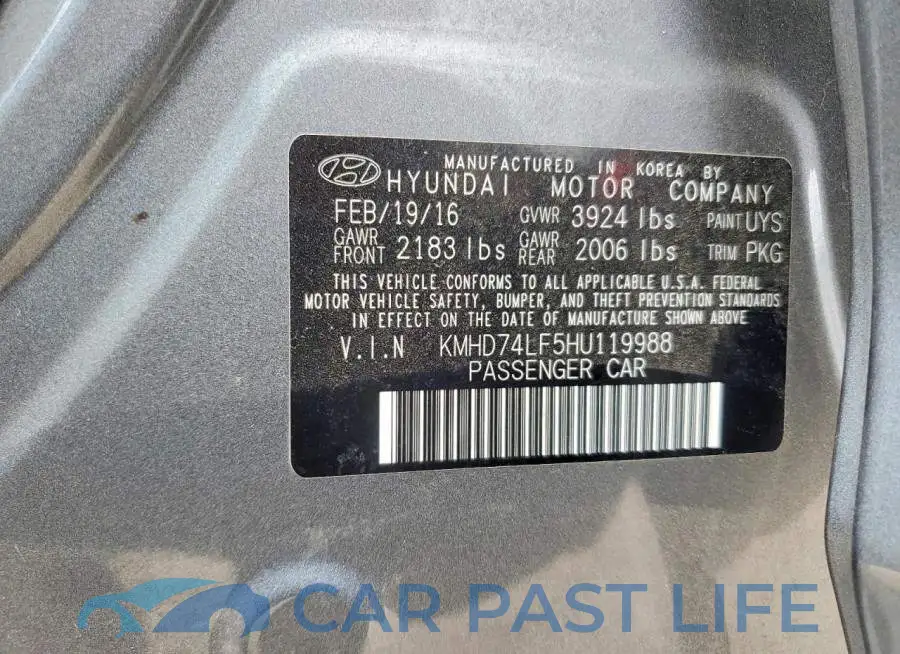 KMHD74LF5HU119988# 12