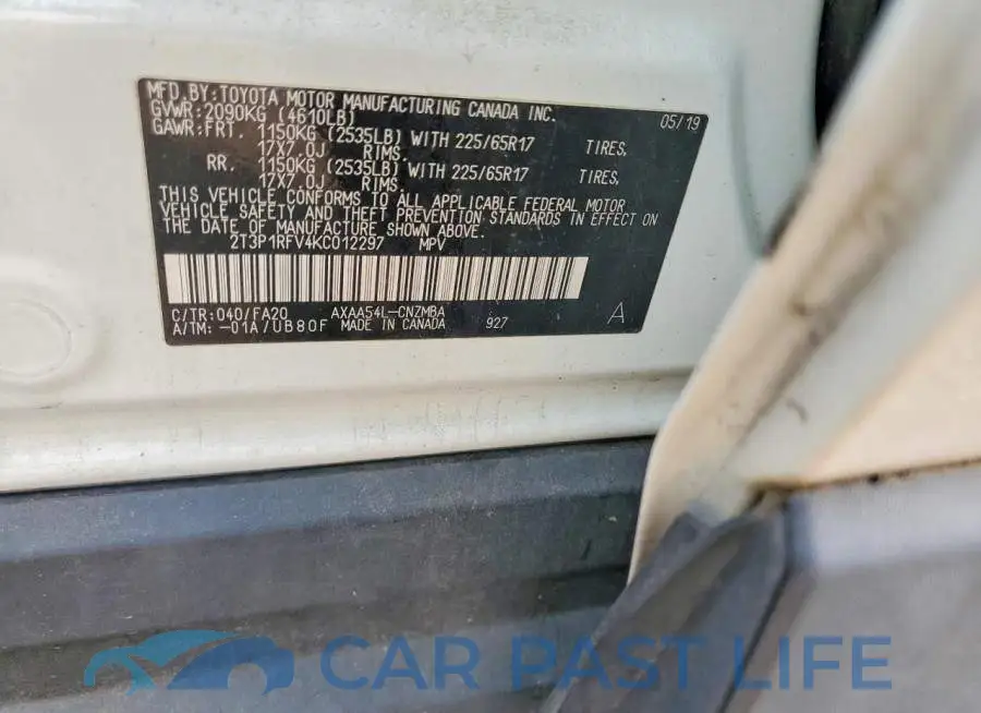2T3P1RFV4KC012297# 13
